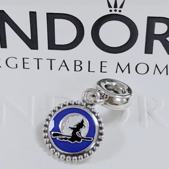 Pandora Jewelry - Pandora Halloween Witch Flying on The Moon Exclusive Dangle Charm with box